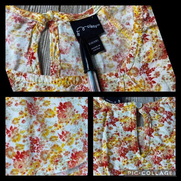 Art Class Floral Woven Peplum Top Girls Size S (6/6X) Cute Pretty Boho School - Picture 12 of 12